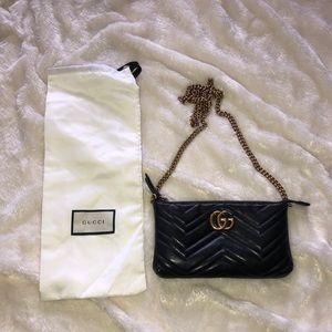Authentic Gucci GG Marmont Mini Chain Bag